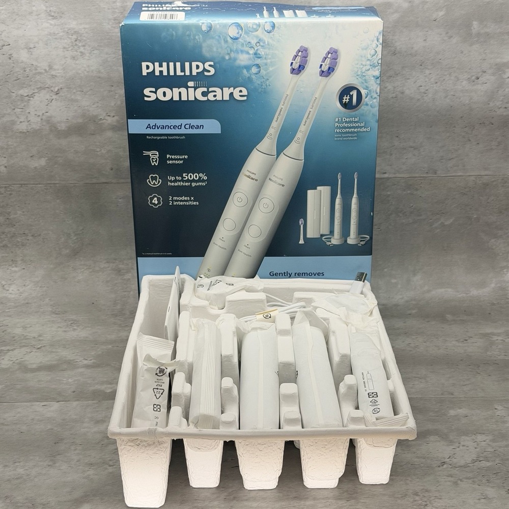 Philips Sonicare Advanced Clean Rechargeable Electric Toothbrush Open Box 2 Pack